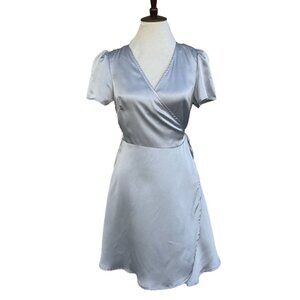 Nasty Gal Glamorous Womens Gray Satin Have You Ever Mini Dress Size L $58